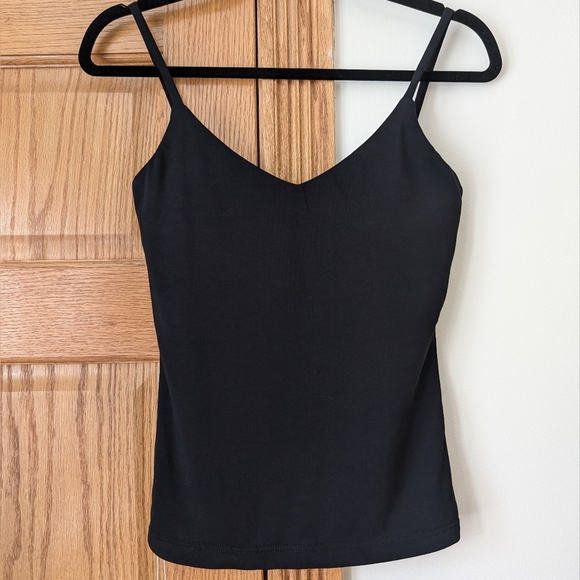 OGL Cotton Blend V-Neck Brami Built-In Bra Cami Black Small - Picture 2 of 10